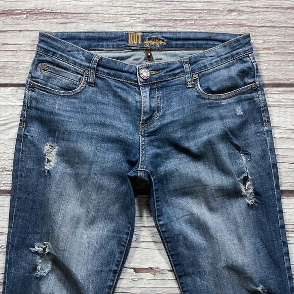 Kut From The Kloth Womens Jeans size 4 Dark Wash Distressed Cotton Denim Stretch - Picture 3 of 11
